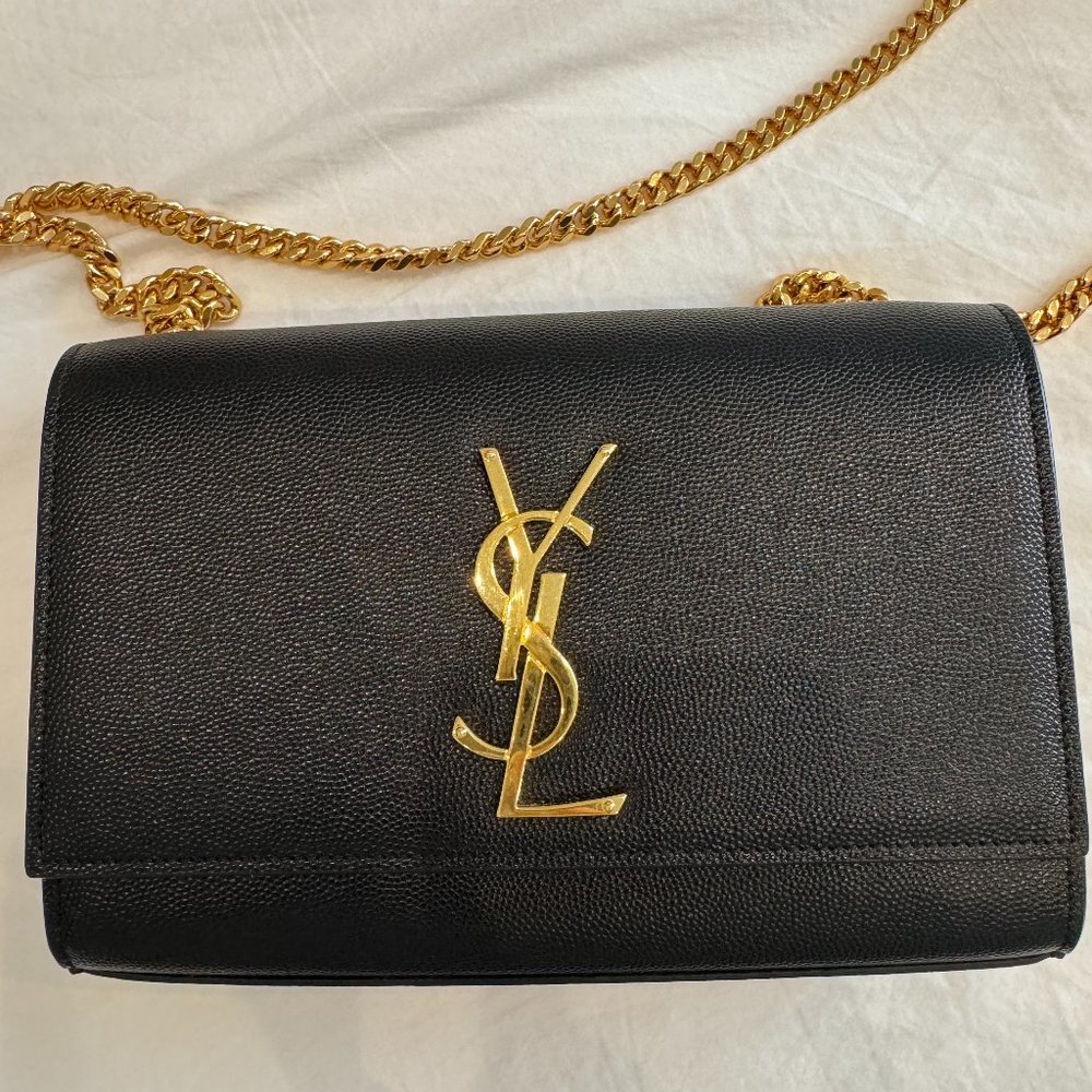 Saint laurent Grain De Poudre Small Monogram Kate Satchel Black 2018